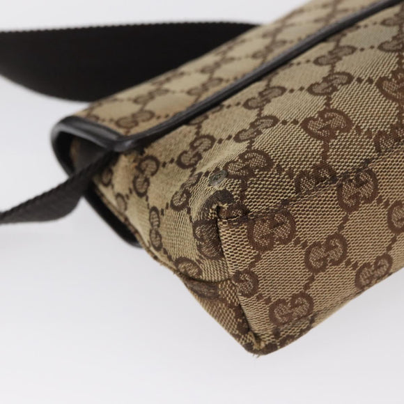 GUCCI GG Canvas Body Bag Beige Silver 92543 Auth gh1646