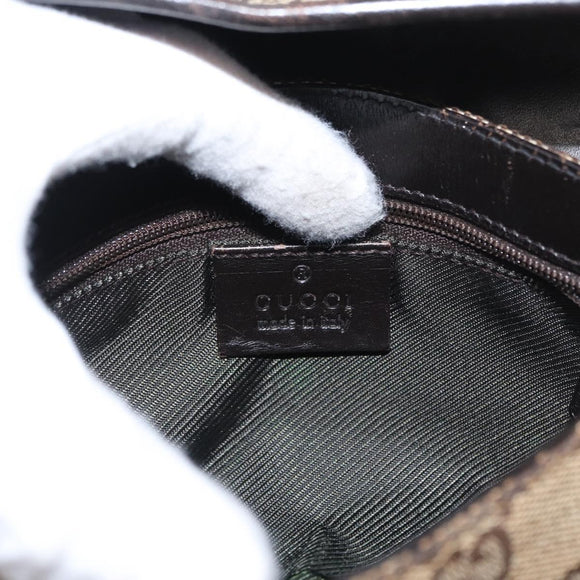 GUCCI GG Canvas Body Bag Beige Silver 92543 Auth gh1646