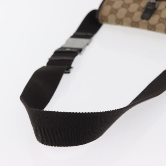 GUCCI GG Canvas Body Bag Beige Silver 92543 Auth gh1646
