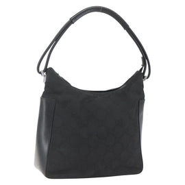 GUCCI GG Canvas Shoulder Bag Black Silver 001 3766 Auth gh1647
