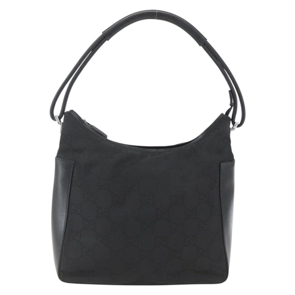 GUCCI GG Canvas Shoulder Bag Black Silver 001 3766 Auth gh1647