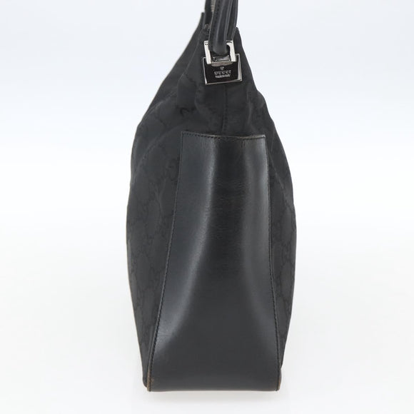 GUCCI GG Canvas Shoulder Bag Black Silver 001 3766 Auth gh1647