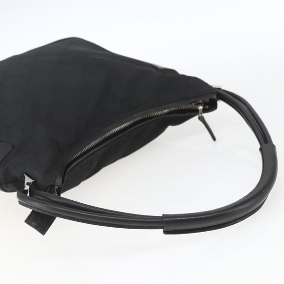 GUCCI GG Canvas Shoulder Bag Black Silver 001 3766 Auth gh1647