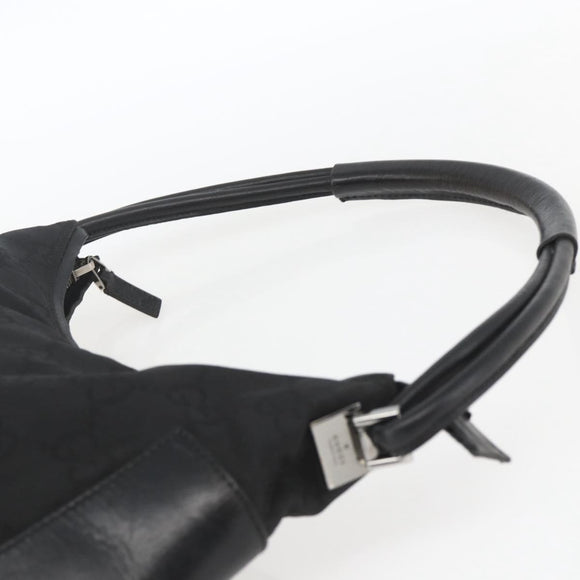 GUCCI GG Canvas Shoulder Bag Black Silver 001 3766 Auth gh1647