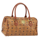 MCM Vicetos Logogram Hand Bag PVC Leather Brown Gold Auth gh1649-1