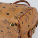 MCM Vicetos Logogram Hand Bag PVC Leather Brown Gold Auth gh1649-15