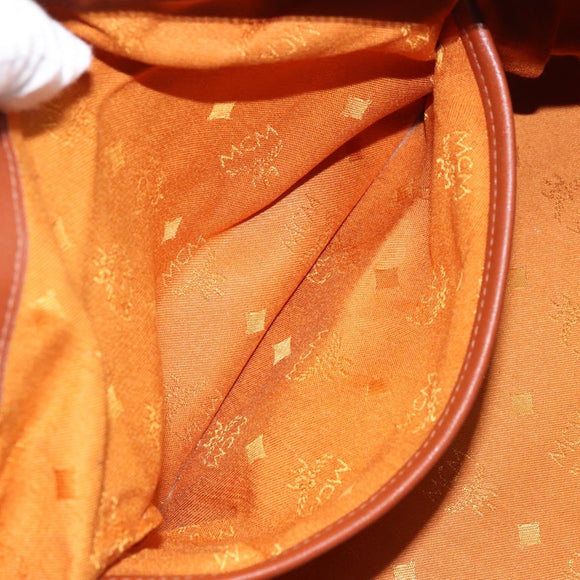 MCM Vicetos Logogram Hand Bag PVC Leather Brown Gold Auth gh1649