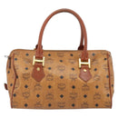 MCM Vicetos Logogram Hand Bag PVC Leather Brown Gold Auth gh1649-2