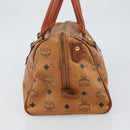 MCM Vicetos Logogram Hand Bag PVC Leather Brown Gold Auth gh1649-4