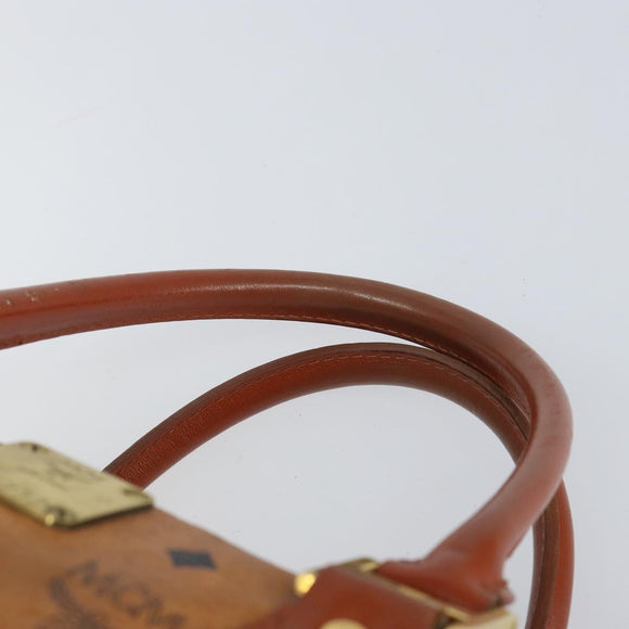 MCM Vicetos Logogram Hand Bag PVC Leather Brown Gold Auth gh1649