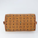 MCM Vicetos Logogram Hand Bag PVC Leather Brown Gold Auth gh1649-5