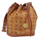 MCM Vicetos Logogram Shoulder Bag PVC Leather Brown Gold Auth gh1650-1