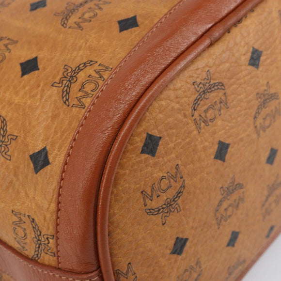 MCM Vicetos Logogram Shoulder Bag PVC Leather Brown Gold Auth gh1650