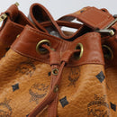 MCM Vicetos Logogram Shoulder Bag PVC Leather Brown Gold Auth gh1650-17