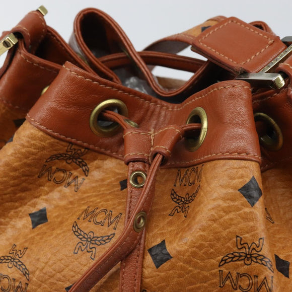 MCM Vicetos Logogram Shoulder Bag PVC Leather Brown Gold Auth gh1650