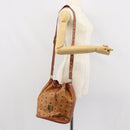 MCM Vicetos Logogram Shoulder Bag PVC Leather Brown Gold Auth gh1650-21