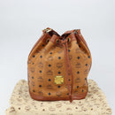 MCM Vicetos Logogram Shoulder Bag PVC Leather Brown Gold Auth gh1650-12