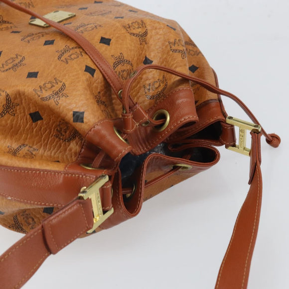 MCM Vicetos Logogram Shoulder Bag PVC Leather Brown Gold Auth gh1650