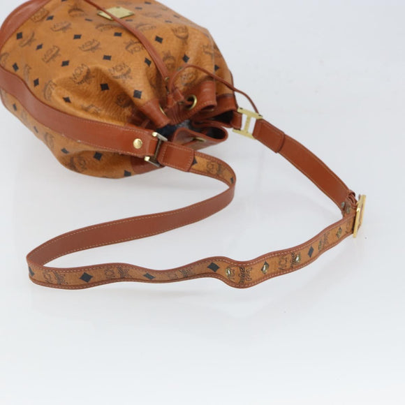MCM Vicetos Logogram Shoulder Bag PVC Leather Brown Gold Auth gh1650