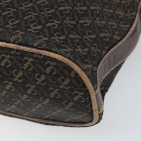 LOEWE Shoulder Bag Canvas Brown Gold Auth gh1652