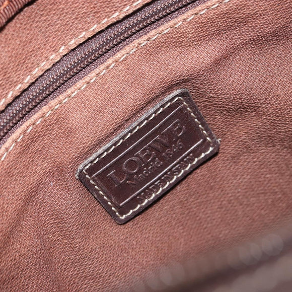 LOEWE Shoulder Bag Canvas Brown Gold Auth gh1652