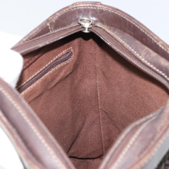 LOEWE Shoulder Bag Canvas Brown Gold Auth gh1652