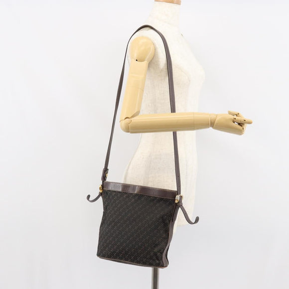 LOEWE Shoulder Bag Canvas Brown Gold Auth gh1652