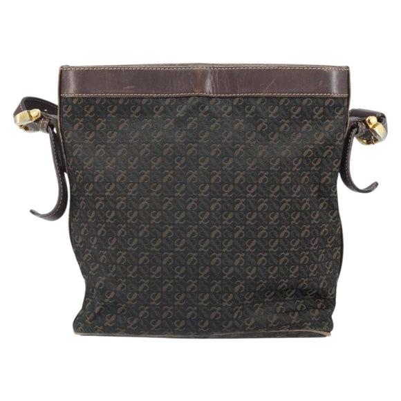 LOEWE Shoulder Bag Canvas Brown Gold Auth gh1652