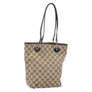 GUCCI GG Canvas Tote Bag Beige Silver 120840 Auth gh1653-1