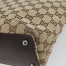 GUCCI GG Canvas Tote Bag Beige Silver 120840 Auth gh1653-15