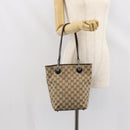 GUCCI GG Canvas Tote Bag Beige Silver 120840 Auth gh1653-22
