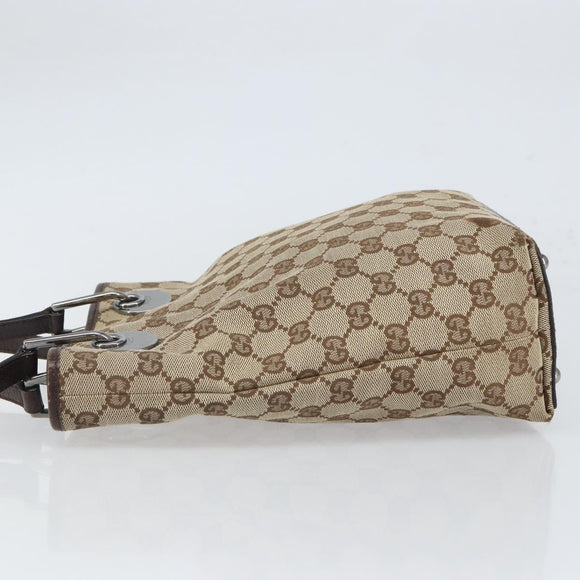 GUCCI GG Canvas Tote Bag Beige Silver 120840 Auth gh1653