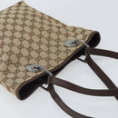GUCCI GG Canvas Tote Bag Beige Silver 120840 Auth gh1653-6
