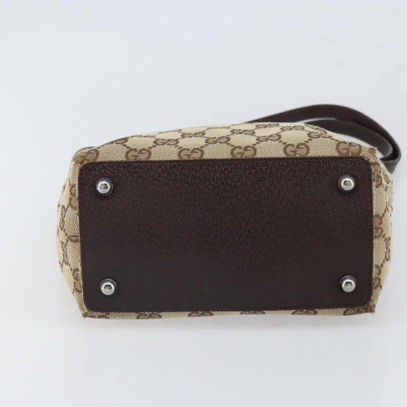 GUCCI GG Canvas Tote Bag Beige Silver 120840 Auth gh1653