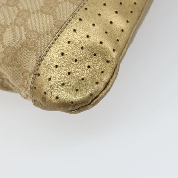 GUCCI GG Canvas Shoulder Bag Beige Gold 145857 Auth gh1654