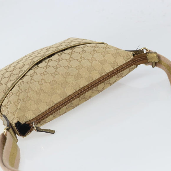 GUCCI GG Canvas Shoulder Bag Beige Gold 145857 Auth gh1654