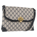 GUCCI GG Supreme Shoulder Bag PVC Navy Gold Auth gh1657-1