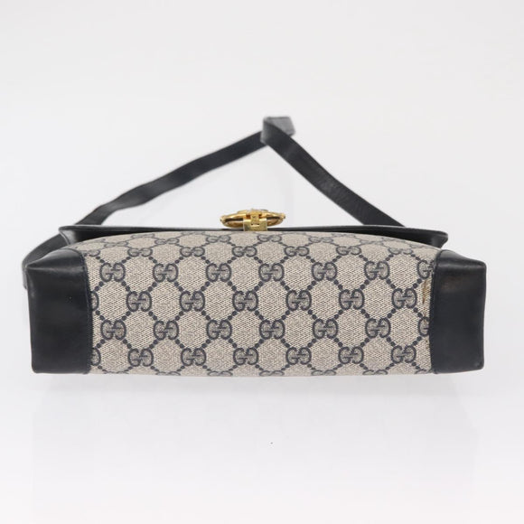 GUCCI GG Supreme Shoulder Bag PVC Navy Gold Auth gh1657
