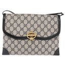GUCCI GG Supreme Shoulder Bag PVC Navy Gold Auth gh1657-2