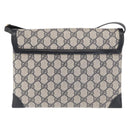 GUCCI GG Supreme Shoulder Bag PVC Navy Gold Auth gh1657-3