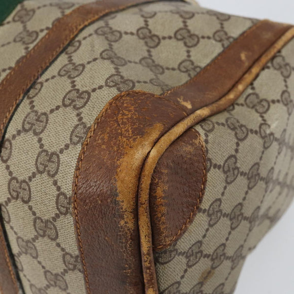 GUCCI GG Supreme Web Sherry Line Hand Bag PVC Beige Auth gh1658