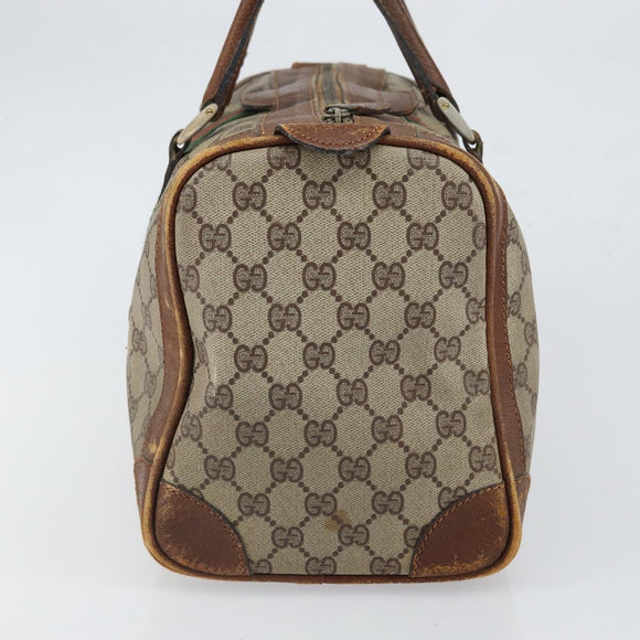 GUCCI GG Supreme Web Sherry Line Hand Bag PVC Beige Auth gh1658