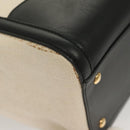 Salvatore Ferragamo Gancini Amy Tote Bag Canvas Beige Black gold Auth gh166-10