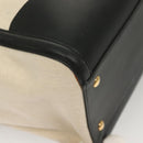 Salvatore Ferragamo Gancini Amy Tote Bag Canvas Beige Black gold Auth gh166-12