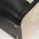 Salvatore Ferragamo Gancini Amy Tote Bag Canvas Beige Black gold Auth gh166-13