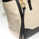 Salvatore Ferragamo Gancini Amy Tote Bag Canvas Beige Black gold Auth gh166-14