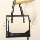 Salvatore Ferragamo Gancini Amy Tote Bag Canvas Beige Black gold Auth gh166-25