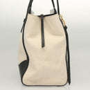 Salvatore Ferragamo Gancini Amy Tote Bag Canvas Beige Black gold Auth gh166-5