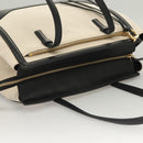 Salvatore Ferragamo Gancini Amy Tote Bag Canvas Beige Black gold Auth gh166-6