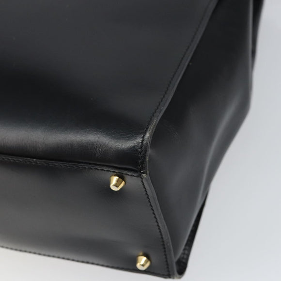 LOEWE Hand Bag Leather 2way Black Gold Auth gh1661